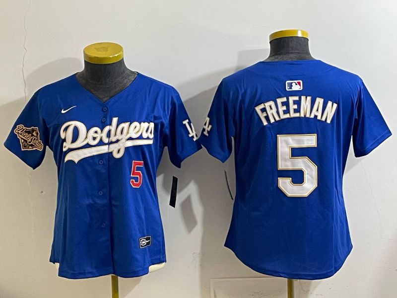 Women 2026 Los Angeles Dodgers #5 Freeman Blue Game Nike MLB Jersey 002->los angeles dodgers->MLB Jersey
